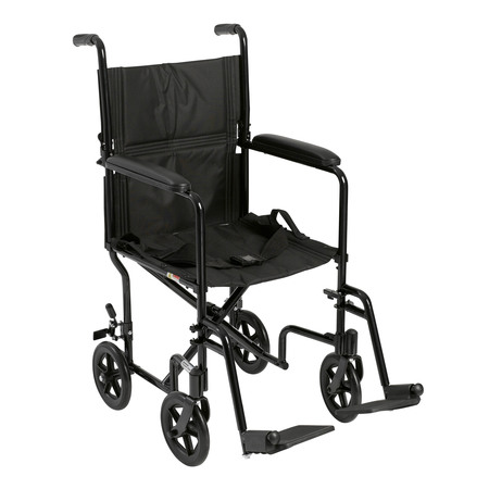 DRIVE MEDICAL Lightweight Transport Wheelchair, 17" Seat, Black atc17-bk